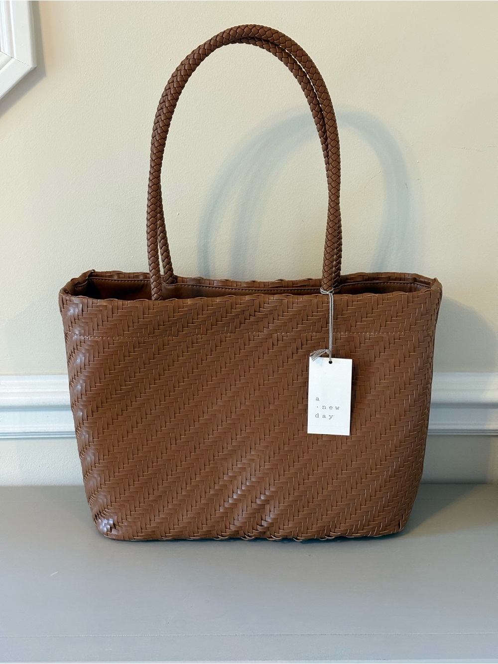 a new day Braided Woven Tote - Brown